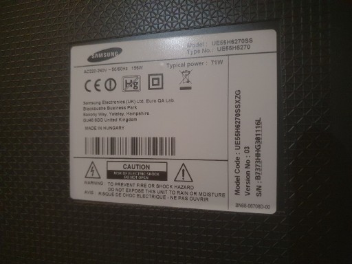 Zdjęcie oferty: Telewizor Samsung UE55H6270SS wszystkie części