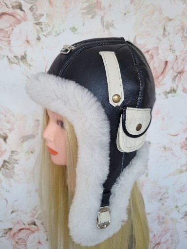 Zdjęcie oferty: Skórzana czapka pilotka  unisex 