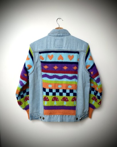 Zdjęcie oferty: Kurtka Jeansowa S M 36 38 Handmade Oversize sweter