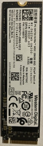 Zdjęcie oferty: Dysk Nvme WD PC SN730 256GB 2280 M.2