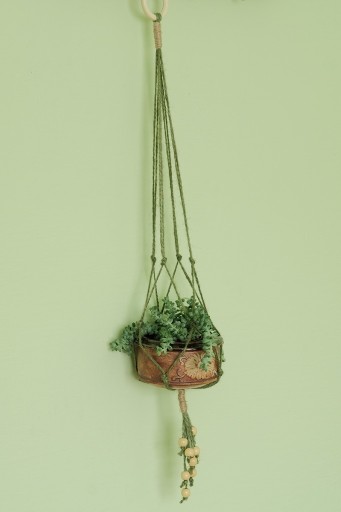 Zdjęcie oferty: kwietnik makrama naturalna juta zielony beż 80 cm 