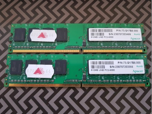 Zdjęcie oferty: Pamięć Apacer - Dual channel 1 GB DDR2 - PC2-5300