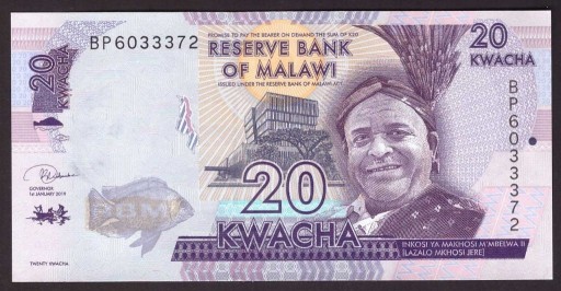 Zdjęcie oferty: MALAWI 20 Kwacha 2019