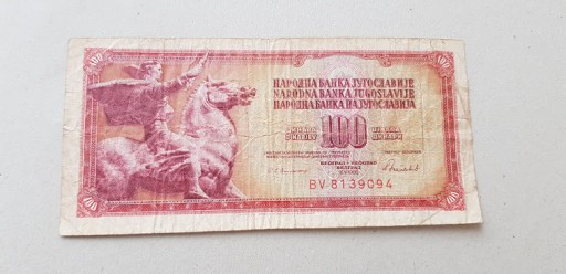 Zdjęcie oferty: Banknot Jugosławia 100 i 20 000 Dinara
