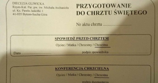 Zdjęcie oferty: Zaświadczenie dla chrzestnych,pomoc,nauki.