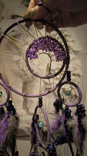 Zdjęcie oferty: ręcznie robiony łapacz snów najpiękniejszy 80cm fioletowy