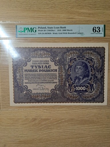 Zdjęcie oferty: 1000 marek 1919 rok PMG 63 EPQ