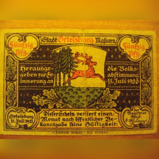 Zdjęcie oferty: ZASTĘPCZY PIENIĄDZ MIEJSKI ORTELSBURG 1921