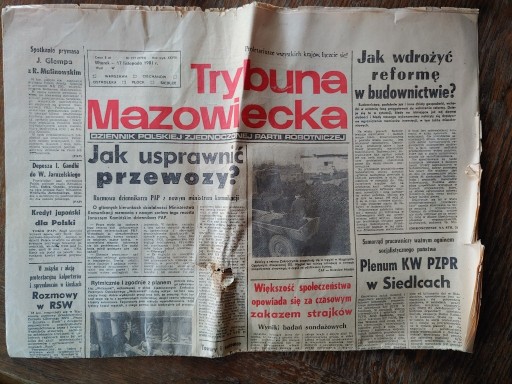 Zdjęcie oferty: Gazeta Trybuna Mazowiecka 1981r PRL kolekcje