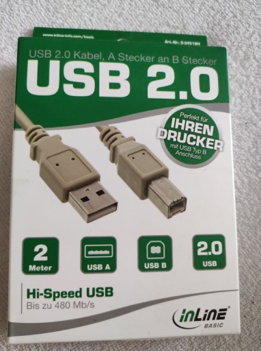 Zdjęcie oferty: Kabel USB typ A -B 2metry