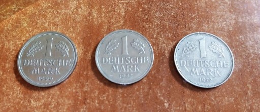 Zdjęcie oferty: 1 Deutsche Mark 1972 F, 1982 F, 1990 J  3 sztuki