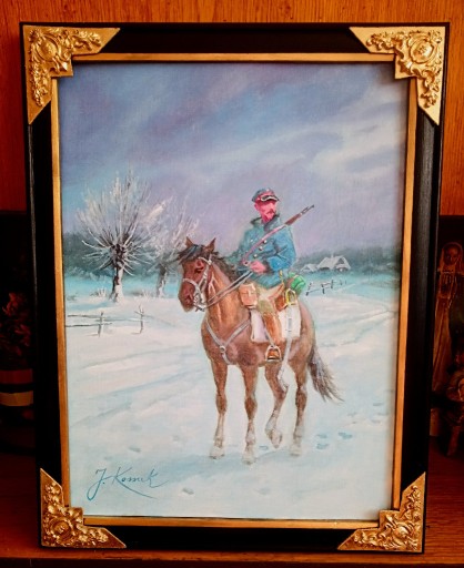 Zdjęcie oferty: UŁAN ZWIADOWCA-OBRAZ OLEJNY NA PŁÓTNIE, -J. KOSSAK 46 X36 