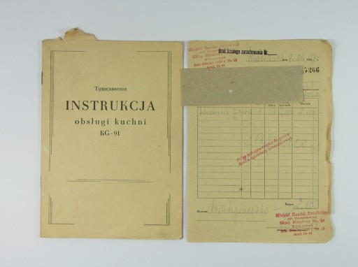 Zdjęcie oferty: Instrukcja obsługi kuchni KG-91 z rachunkiem 1966r