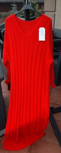 Zdjęcie oferty: Sukienka dzianinowa czerwona maxi długa kimono
