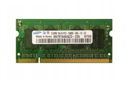Zdjęcie oferty: Pamięć lapt. Samsung 512MB DDR2 PC2-5300 667MHz