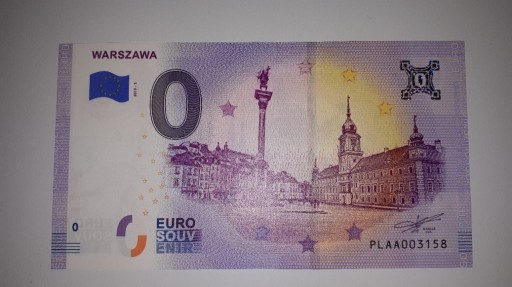Zdjęcie oferty: Banknot 0 EURO WARSZAWA NR 3158 + folia + koperta