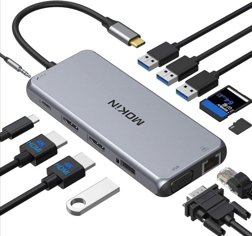 Zdjęcie oferty: Mokin Hub 12w1 Usb C 100w HDMI VGA RJ45 MacBook