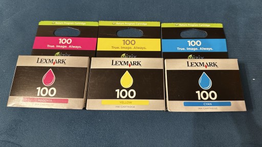 Zdjęcie oferty: Zestaw tuszy Lexmark 100 Oryginalne Cyan Magenta Yellow