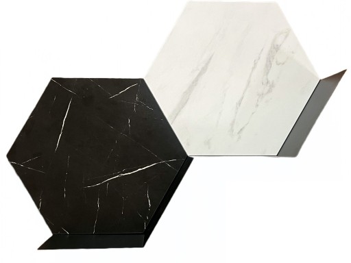 Zdjęcie oferty: Regał półka metalowa czarna hexagon marmur kamień 
