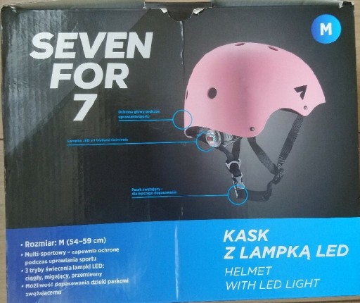 Zdjęcie oferty: Kask rowerowy z lampką  seven for M 54-59  różowy 