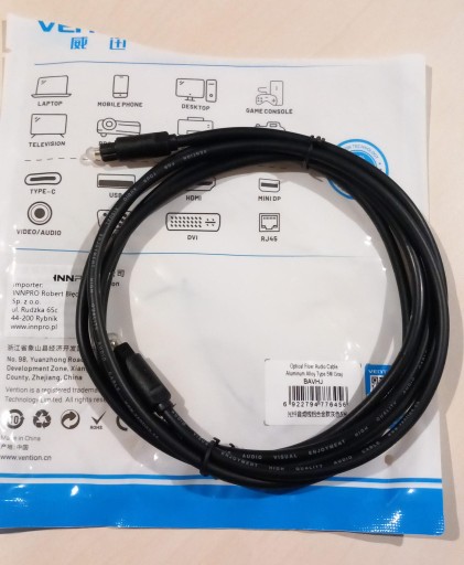 Zdjęcie oferty: Kabel przewód optyczny audio toslink optical 2m