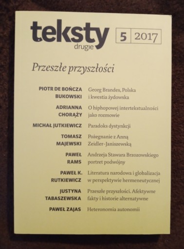 Zdjęcie oferty: Teksty Drugie 5/2017 Przeszłe przyszłości