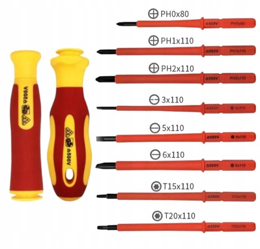 Zdjęcie oferty: ZESTAW WYMIENNYCH WKRĘTAKÓW ŚRUBOKRĘTÓW IZOLOW KOMPLET DLA ELEKTRYKÓW 500V