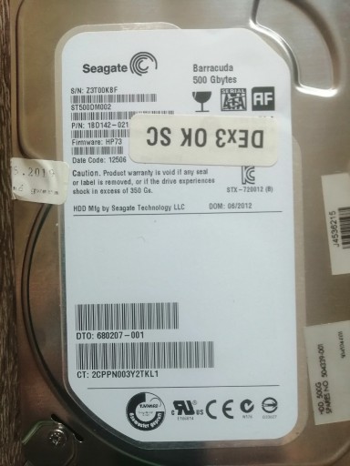 Zdjęcie oferty: Dysk HDD Seagate Barracuda 500GB ST500DM002