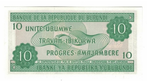 Zdjęcie oferty: Burundi 10 FRANCS   2005  UNC