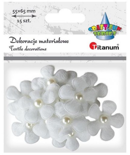 Zdjęcie oferty: Ozdoba materiałowa kwiaty z perełką biały 15 szt