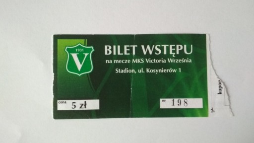 Zdjęcie oferty: Bilet MKS Victoria Września