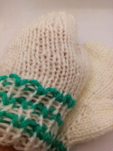 Zdjęcie oferty: Mitenki; rękawiczki; handmade; biało-turkusowe