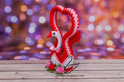 Zdjęcie oferty: Łabędź z origami rękodzieło dekoracja serce