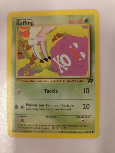 Zdjęcie oferty: Pokemon Karta TCG koffing 58/82 Team Rocket