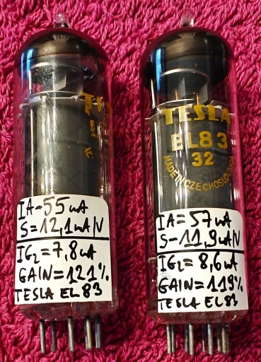 Zdjęcie oferty: Para EL83 6CK6  Tesla 04.1971 119/121% wzmocnienia , emisje 140%
