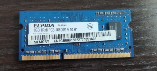 Zdjęcie oferty: Pamięć RAM DDR3 ELPIDA, 1GB 1Rx8 PC3-10600S-9-10-B