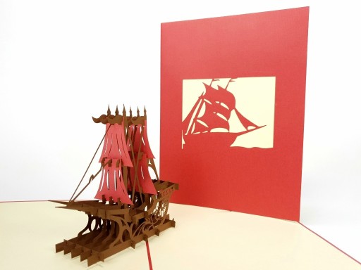 Zdjęcie oferty: Kartki 3D pop up Żaglowiec na wietrze morze pasja