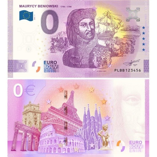 Zdjęcie oferty: Banknot 0 Euro Maurycy Beniowski zwykły,anniversar