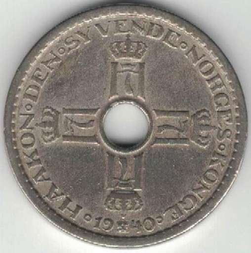 Zdjęcie oferty: Norwegia 1 korona krone 1940 25 mm 