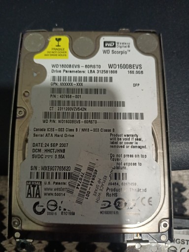 Zdjęcie oferty: WD scorpino 160GB