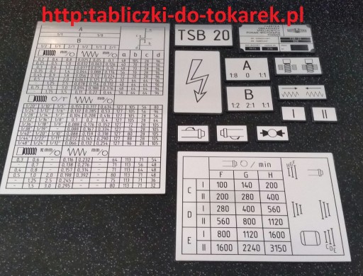 Zdjęcie oferty: Tokarka TSB-20 Tabliczki Tabliczka Tabela Gwintów