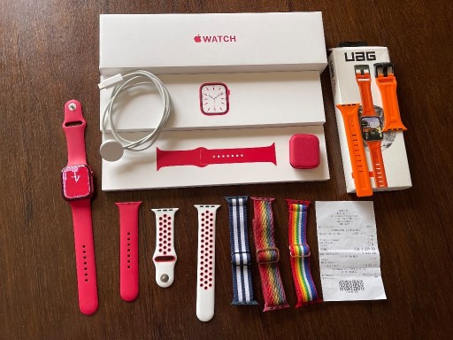 Zdjęcie oferty: Apple Watch 7 45mm Product Red, stan bdb + paski