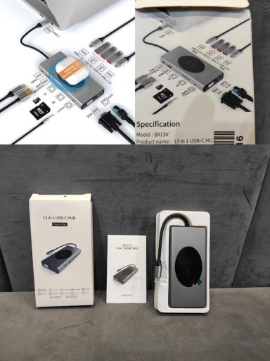 Zdjęcie oferty: Adapter USB C HUB z ładowaniem bezprzewodowym, stacja dokująca 13 w 1