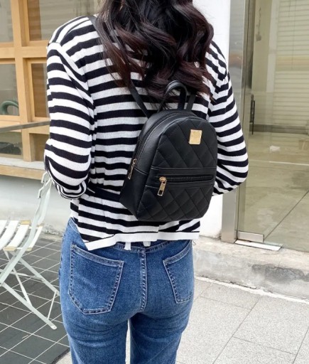 Zdjęcie oferty: Mini plecak damski ze skóry ekologicznej CZARNY