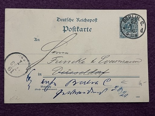 Zdjęcie oferty: Karta pocztowa Berlin 1890r.