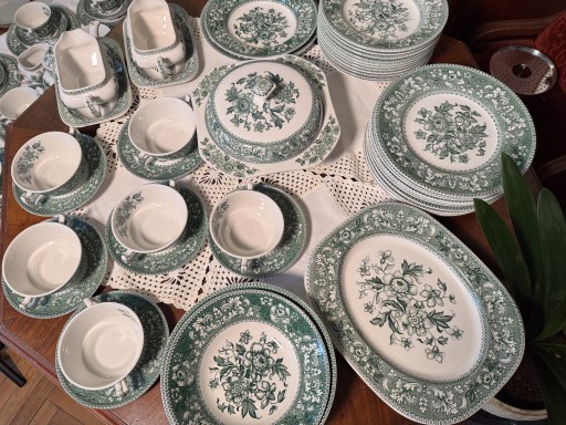 Zdjęcie oferty: 1. Westminster, zielony komplet obiadowy deserowy 