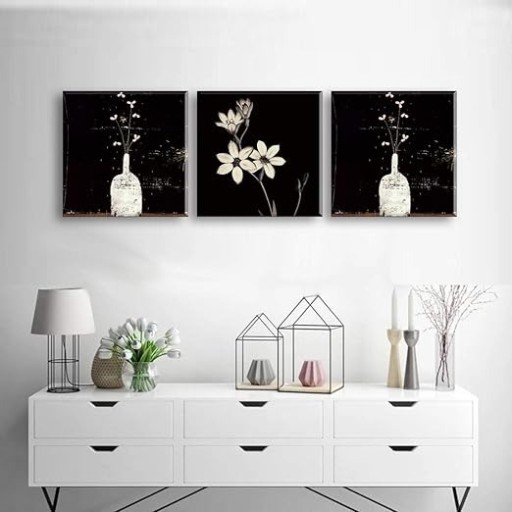 Zdjęcie oferty: 3 obrazy 30x30cm, tryptyk, motyw kwiatów, nowe