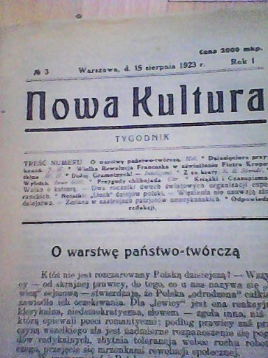 Zdjęcie oferty: NOWA KULTURA TYGODNIK 1923 / UNIKAT