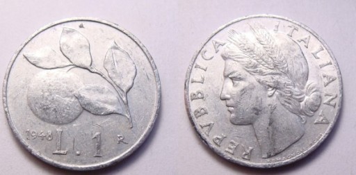 Zdjęcie oferty: Włochy 1 lira 1948 r.