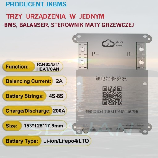 Zdjęcie oferty: JK BMS Smart 3-8s 200/350A Aktywny Balanser 2A Magazyn Energii 12V-24V